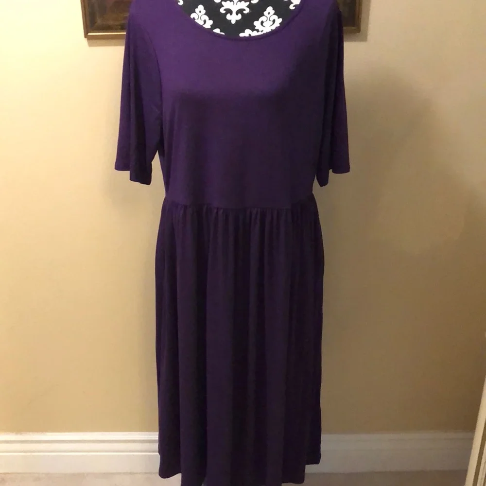 💜Zenana Outfitters plum purple comfy short sleeve t-shirt dress with pockets - Picture 1 of 10